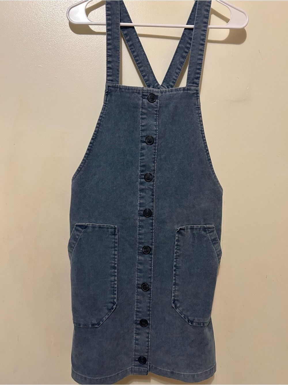 NWT American Eagle  Blue Corduroy Overall Mini Dress Pinafore Cottagecore Sz M